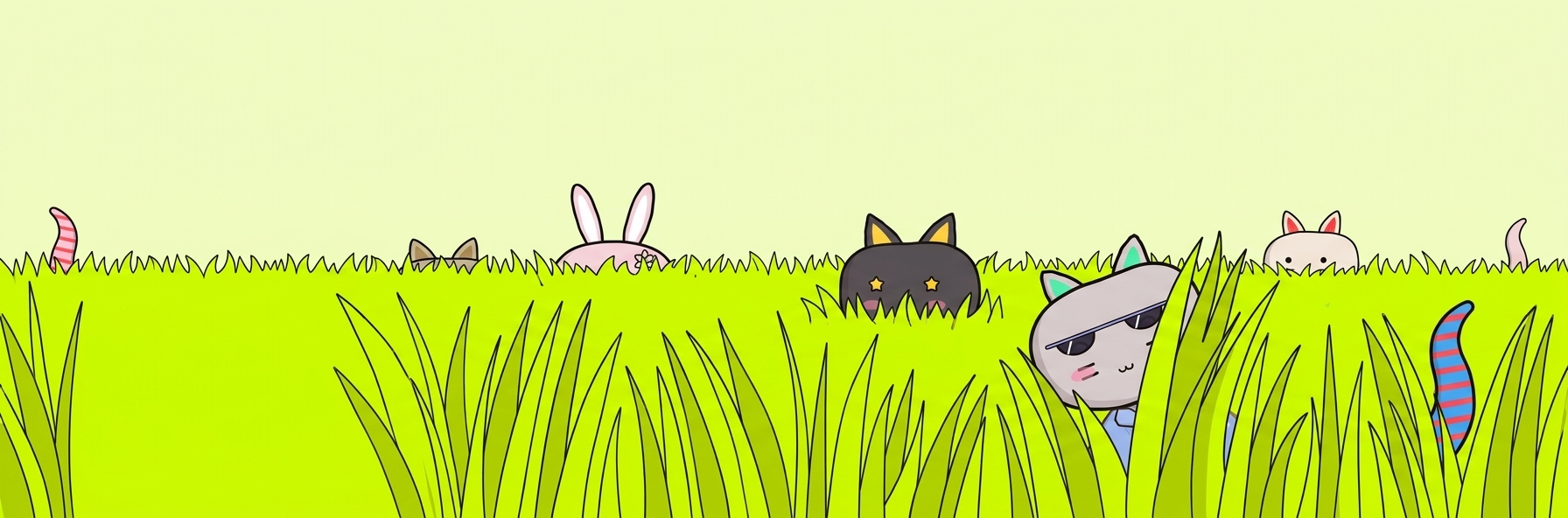 Lilly Paws hiding in tall lime grass